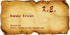 Kenéz Ervin névjegykártya