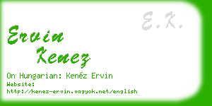 ervin kenez business card