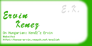 ervin kenez business card